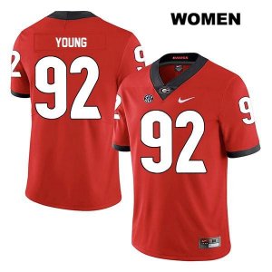 Women's Georgia Bulldogs NCAA #92 Justin Young Nike Stitched Red Legend Authentic College Football Jersey AFG0454EQ